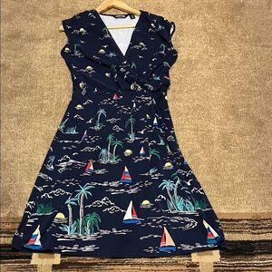 Lands' End Navy Scenic Midi Dress